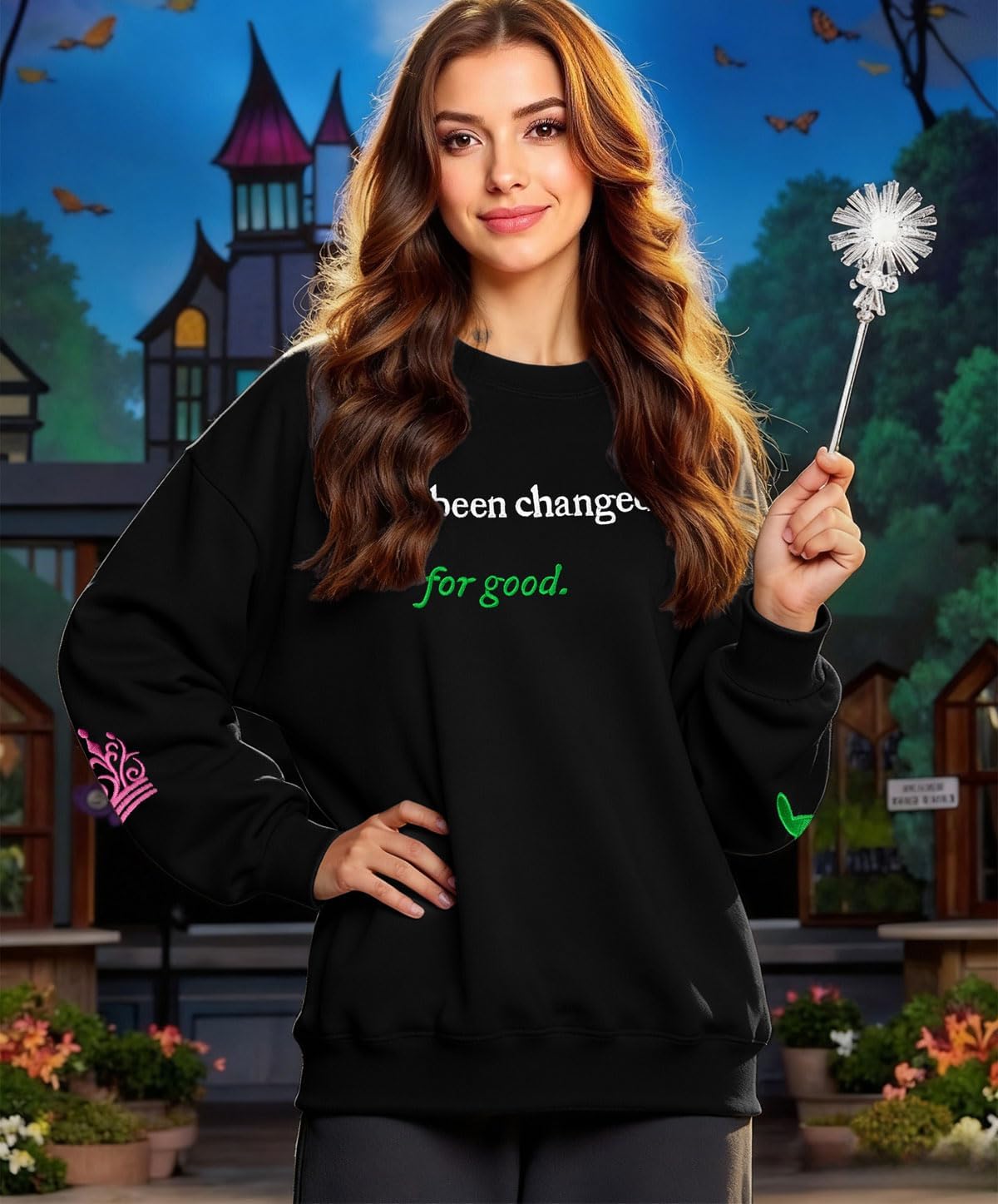 LOTUCY Witch Musical Embroidery Sweatshirt Women Witch And Princess Musical Movie Fans Shirt Gifts Halloween Pullover Tops - Image 6