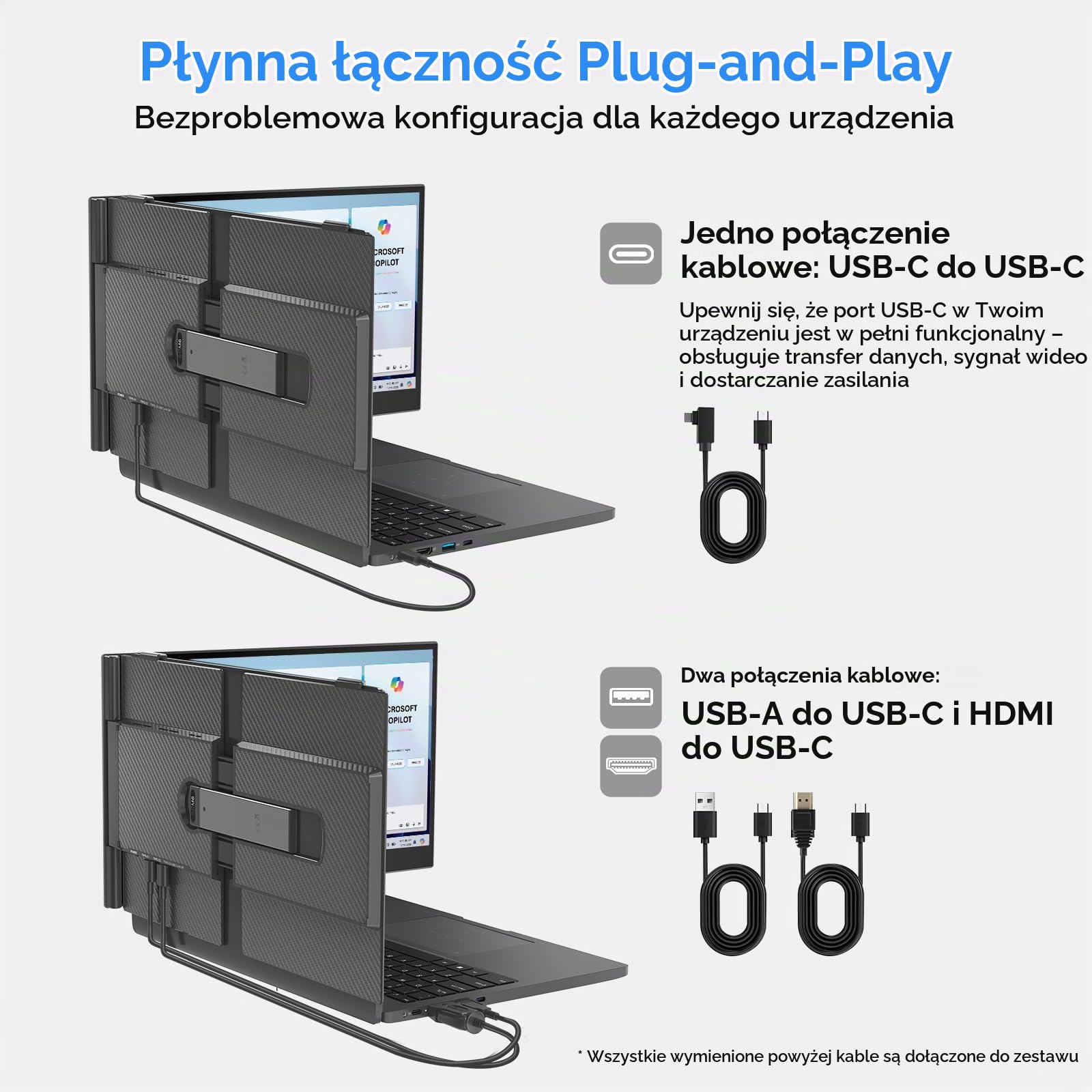 Blackview Podwójny ultracienki przenośny ekran PC z certyfikatem TÜV SüD, 14" IPS FHD 1080P, monitor do laptopa, bez sterownika Plug & Play, ekran laptopa, idealny do pracy w podróży