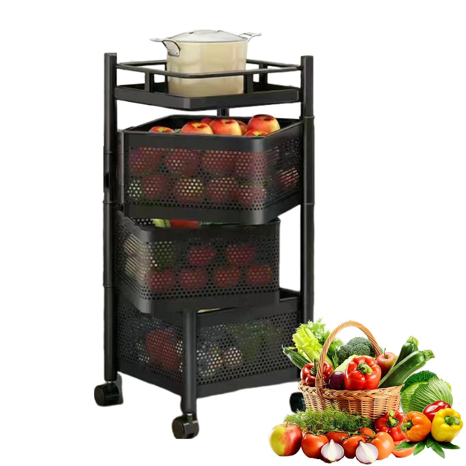 Estante de almacenamiento de bocadillos, estante de cocina para frutas y verduras, el más nuevo estante de almacenamiento giratorio de múltiples capas para verduras, organizadores de bocadillos de f