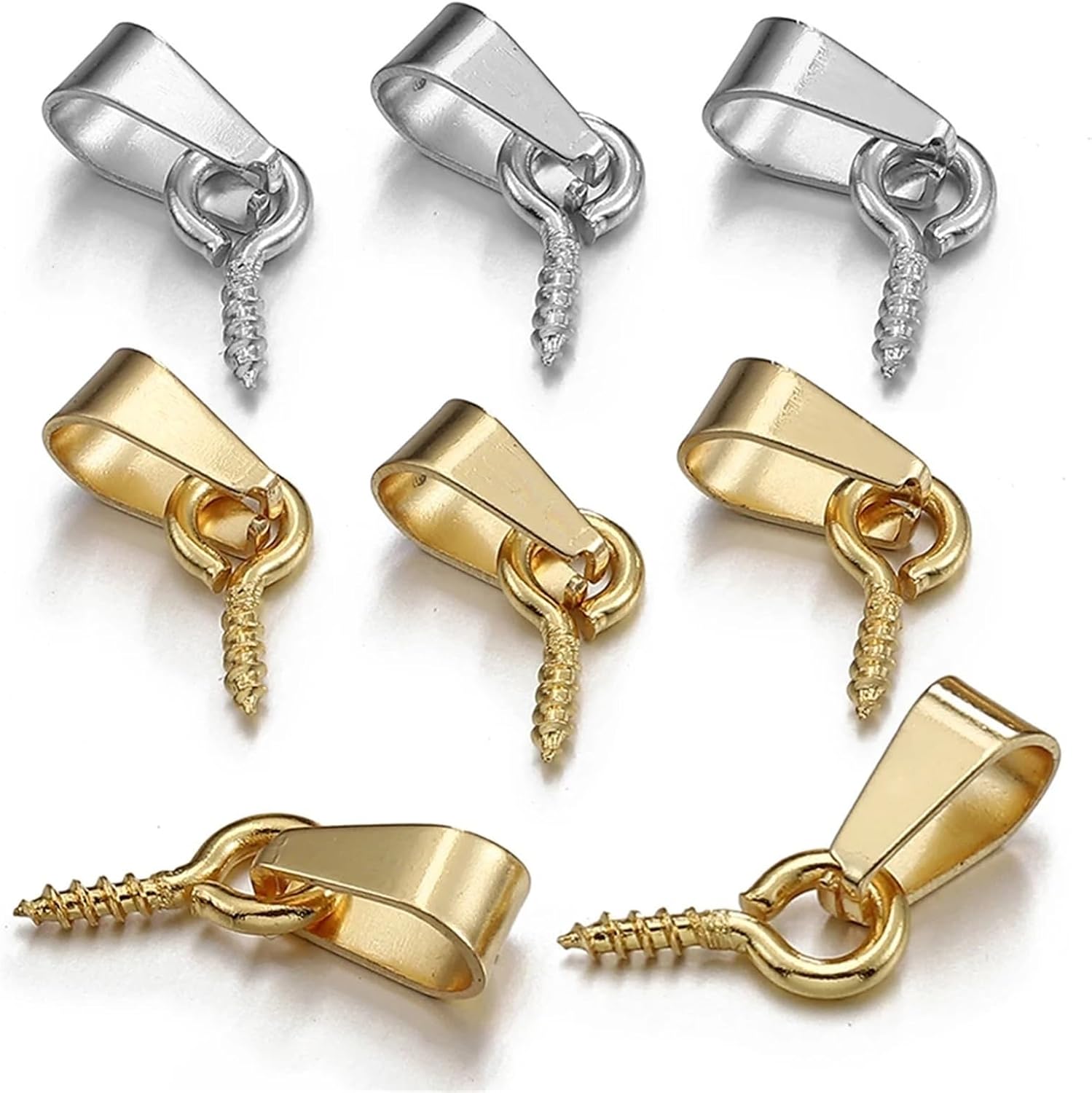 Eye Pins 200pcs Stainless Steel Screw Eye Pins Bail Top Drilled Beads End Pendant Charms Connectors Dangle for Jewelry Making DIY for Jewelry Making, Pendant Beads(Gold Color,3x7mm)
