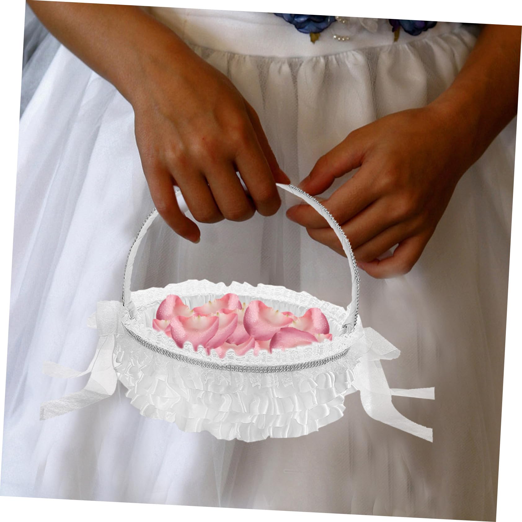 Panier De Demoiselle d 39 Honneur Panier De Pétales De Mariage Pour Événements Spéciaux Décoration En Dentelle Pour Fête De Mariage