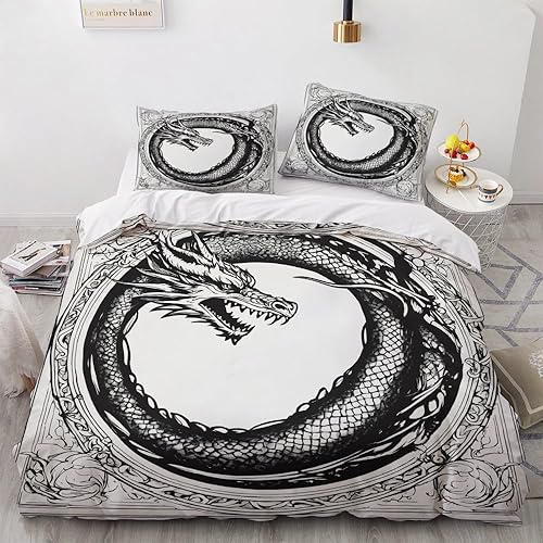 OmErsa Juego de funda de edredón de tamaño matrimonial, 3 piezas, funda de edredón y 2 fundas de almohada de microfibra suave, decoración de