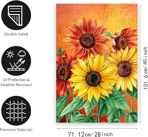 Miniatura 2 de Bandera de girasol para casa de otoño de 28 x 40 pulgadas, bandera de jardín de verano de doble cara, banderas de otoño para exteriores, granja,