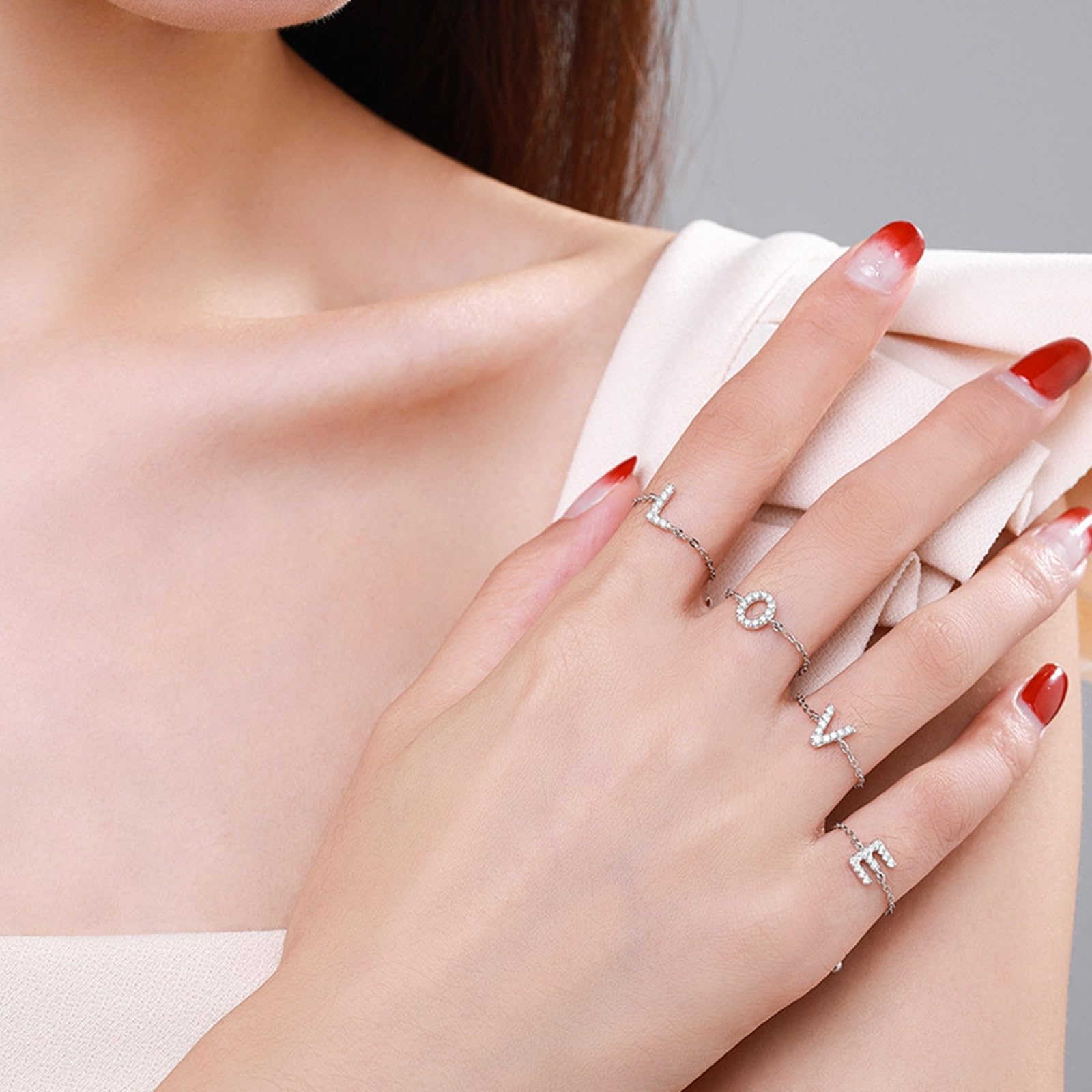Anillos de boda de oro blanco, alianzas de oro auténtico, anillos de compromiso ajustables con diamantes para mujer