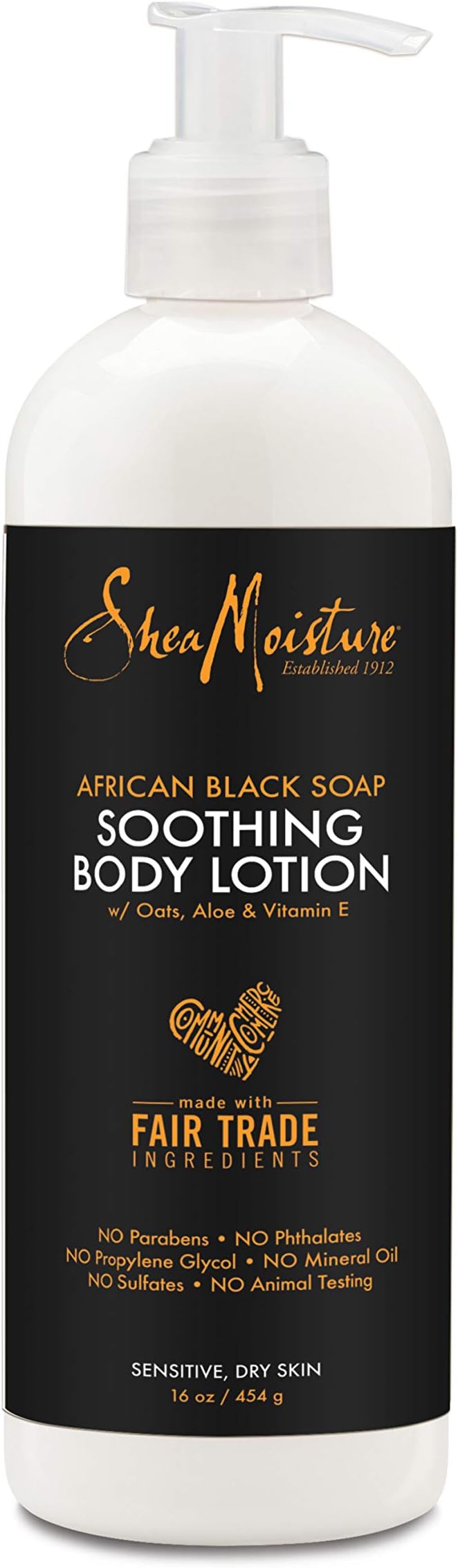 SheaMoisture Sensitive Skin Soothing Lotion African Black Soap Body Lotion For Dry Skin with Aloe And Vitamin E 16oz