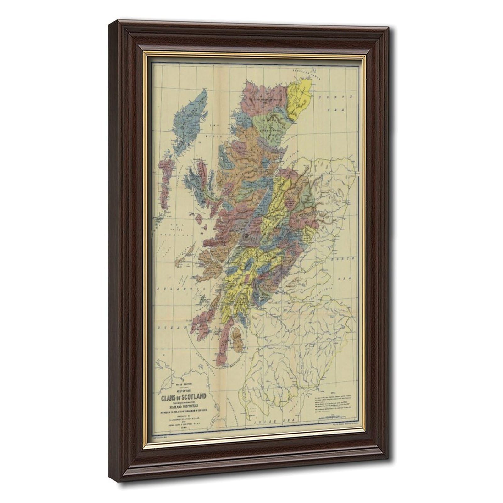 WCYB Clans of Scotland Historical Map Clan Locations & Principal Landowner Area 1899 Prints Posters Canvas Deco Paintings Wall Art For Office Living Room H