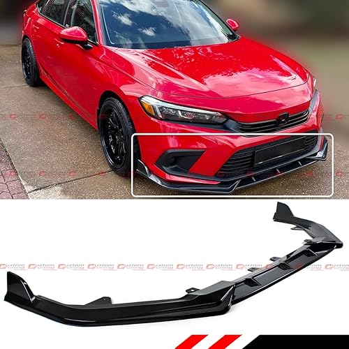 JDM - Juego de 3 piezas de divisor de labios para parachoques delantero, color negro brillante y perla, compatible con Honda Civic EX LX Si Touring