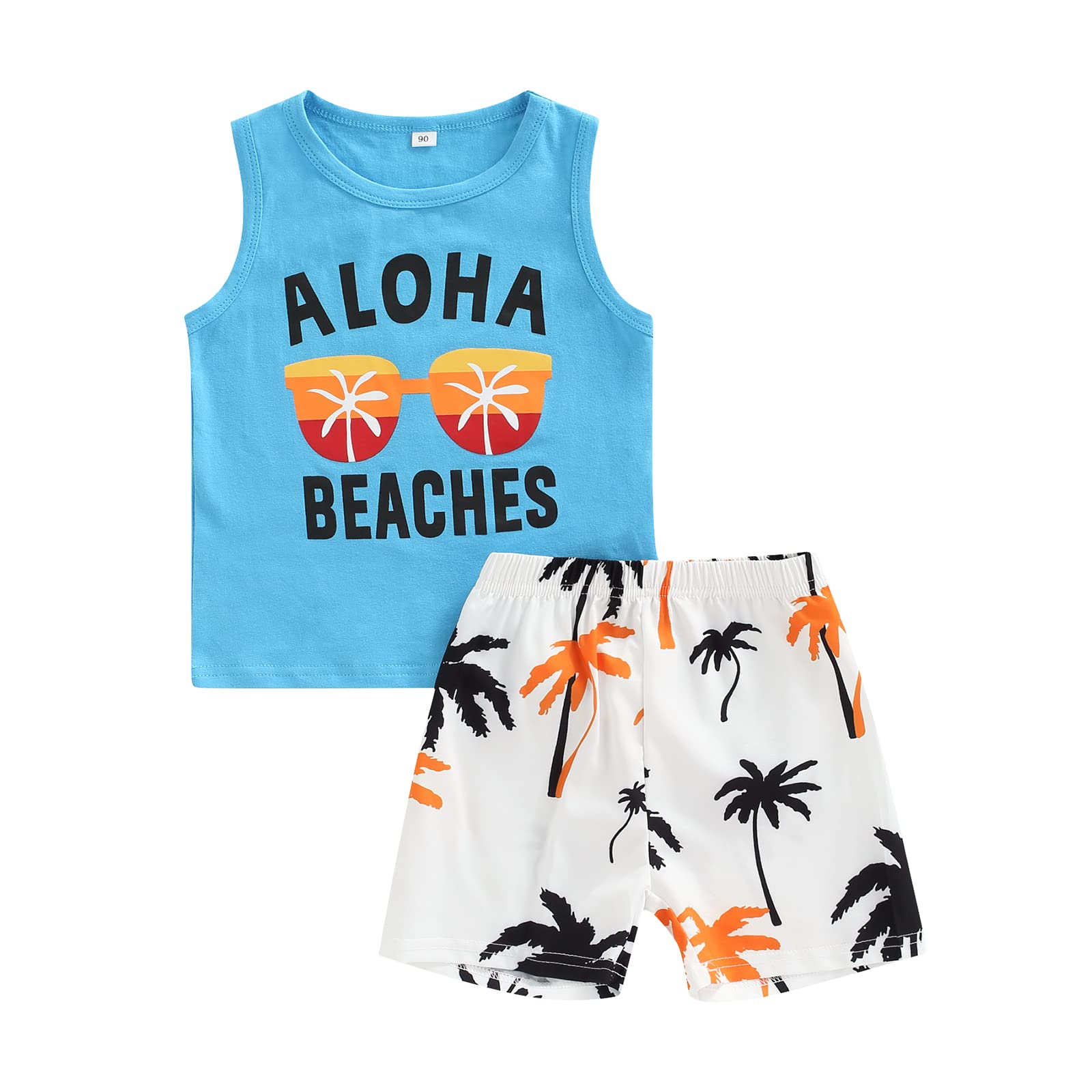 Toddler Baby Boy Summer Clothes Set Cute Boy Beach Outfit Sleeveless Tank Top Vest Coconut Tree Short 2Pcs