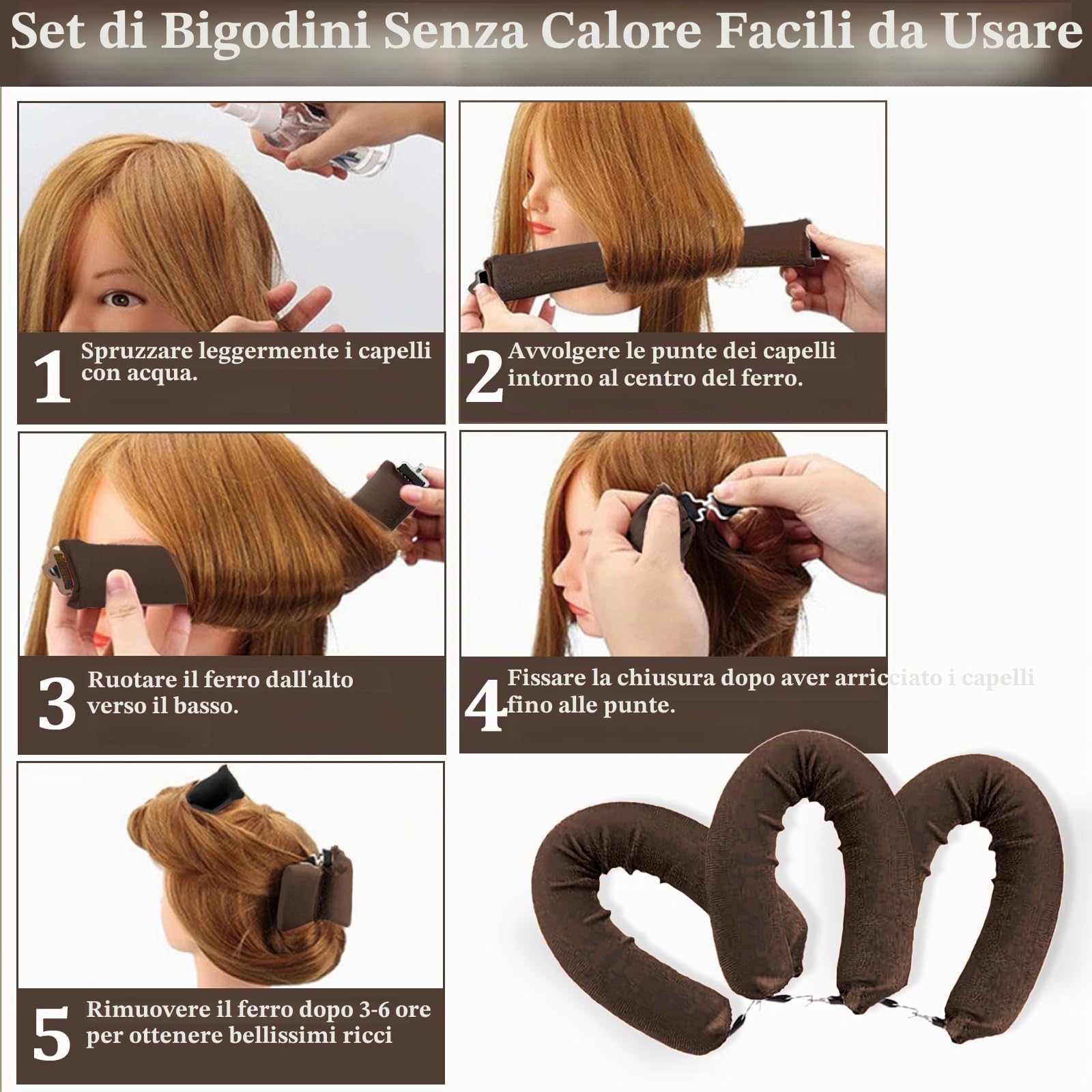 KEYRI 3 PCS Bigodino Capelli Fascia Bigodino Senza Calore Bigodini Morbidi | per Dormire Flanella Morbida Onde Capelli Senza Calore Con Gancio Aste Donna Strumento per Lo Styling Dei Fai-Da-Te