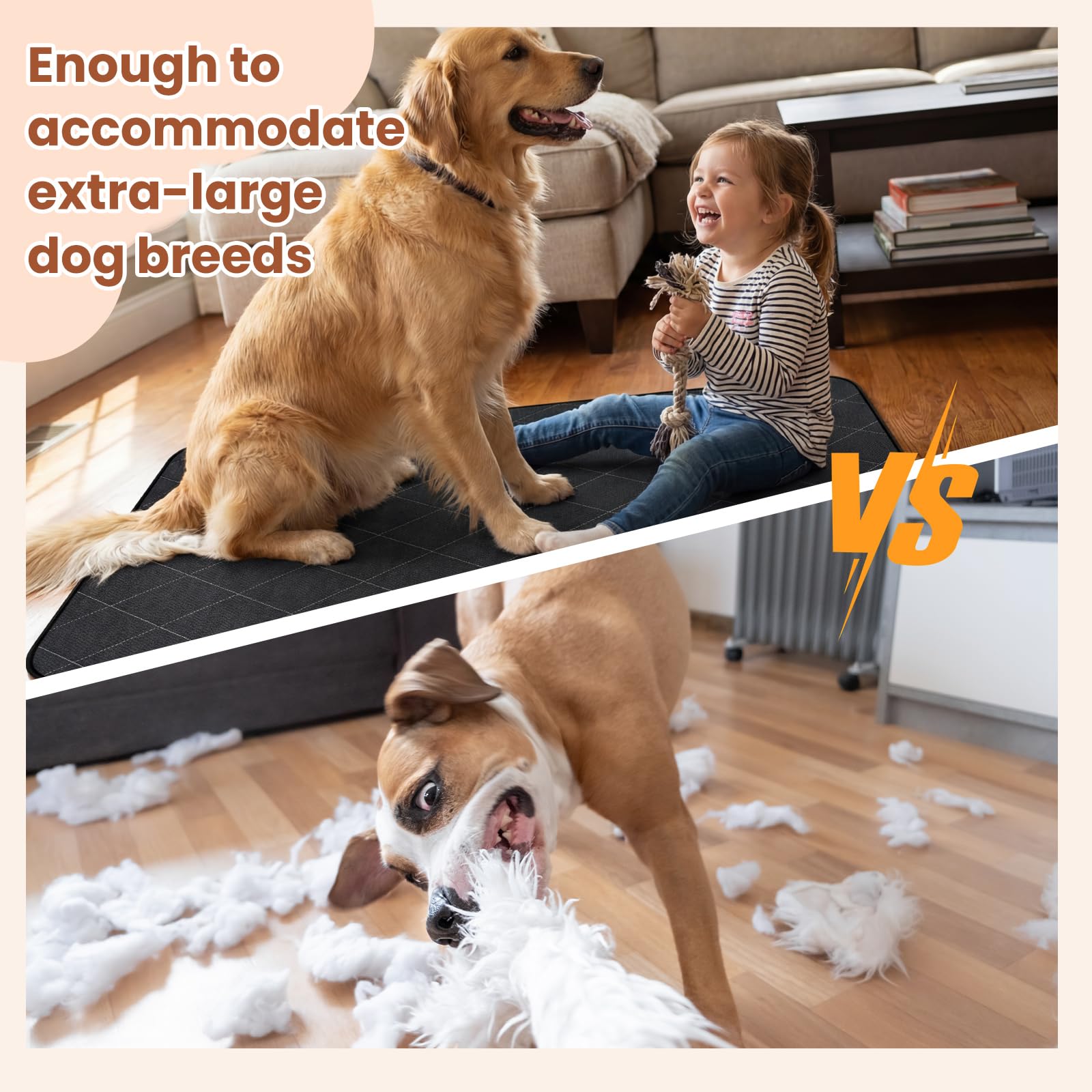 Yinkin Tapis de cage pour chien anti-mastication – 119,4 x 88,9 cm – Indestructible – Tapis de cage imperméable pour chiens de très grande taille, utilisation à l'intérieur ou en voiture, lavable en