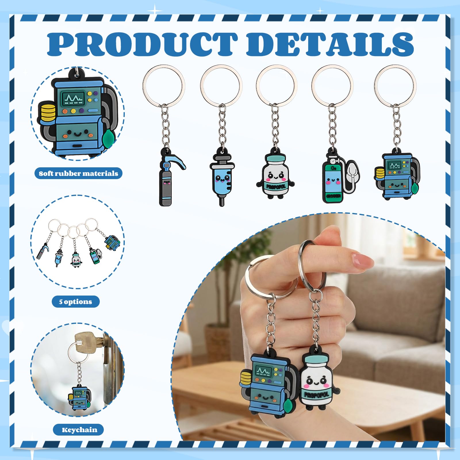 Nosiny 15 Sets Anesthesia Gifts Keychains with Appreciation Cards Thank You Gifts for Cna Crna Technicians Anesthesiologists