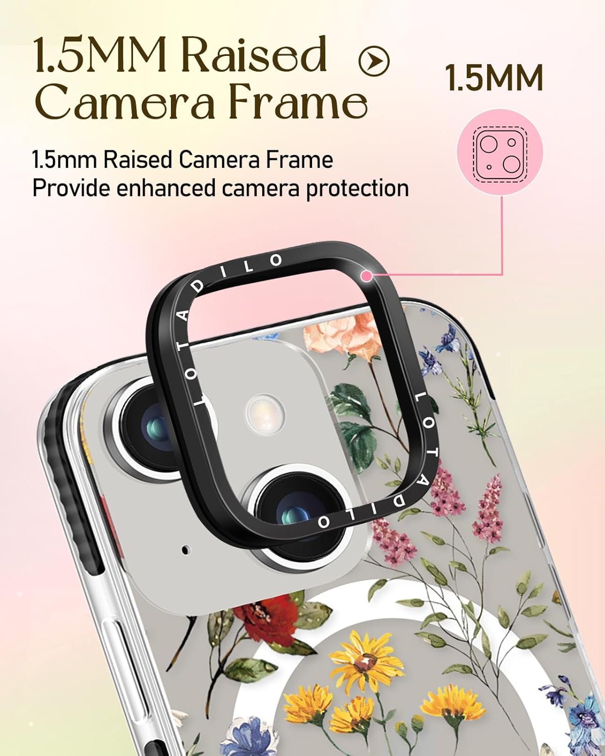 for iPhone 14 Case for Women - Girls Kawaii Design Compatible with Magsafe Magnetic Ring Holder Stand Retro Flower Phone Covers Aesthetic Girly TPU Funda for 14 - Image 3