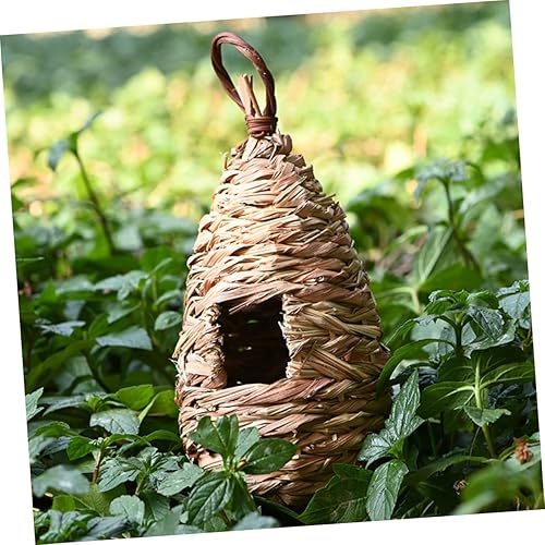 Miniatura 2 de Happyyami Adorno de nido de pájaro canario, 1 unidad, casa de pájaros, el nido de pájaro, colgante de colibrí de madera para exteriores, decoración