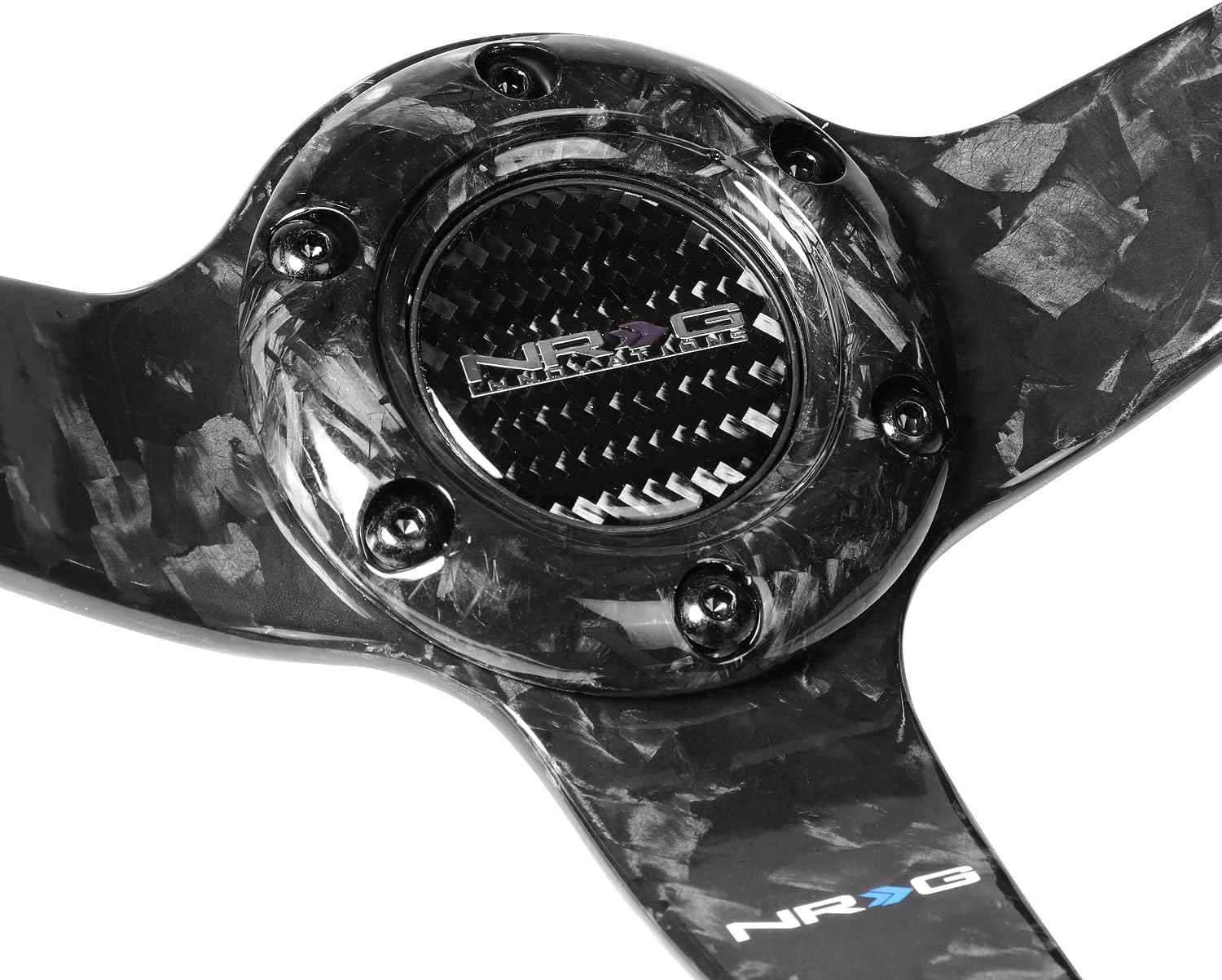 NRG Innovations NRG-ST-036FC Forged Carbon Fiber Light Weight Steering Wheel 350mm 3'Deep Dish, Gloss Black, 6 X 70 PCD