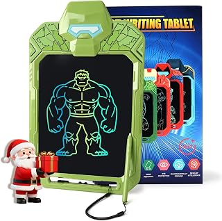 LCD Writing Tablet for Kids 10 Inch Green Giant Hero Drawing Board for Boys 3 4 5 6 7 Erasable Drawing Pad with Lanyard High Definition Color Doodle Board Travel Toy Birthday Gift for Toddler
