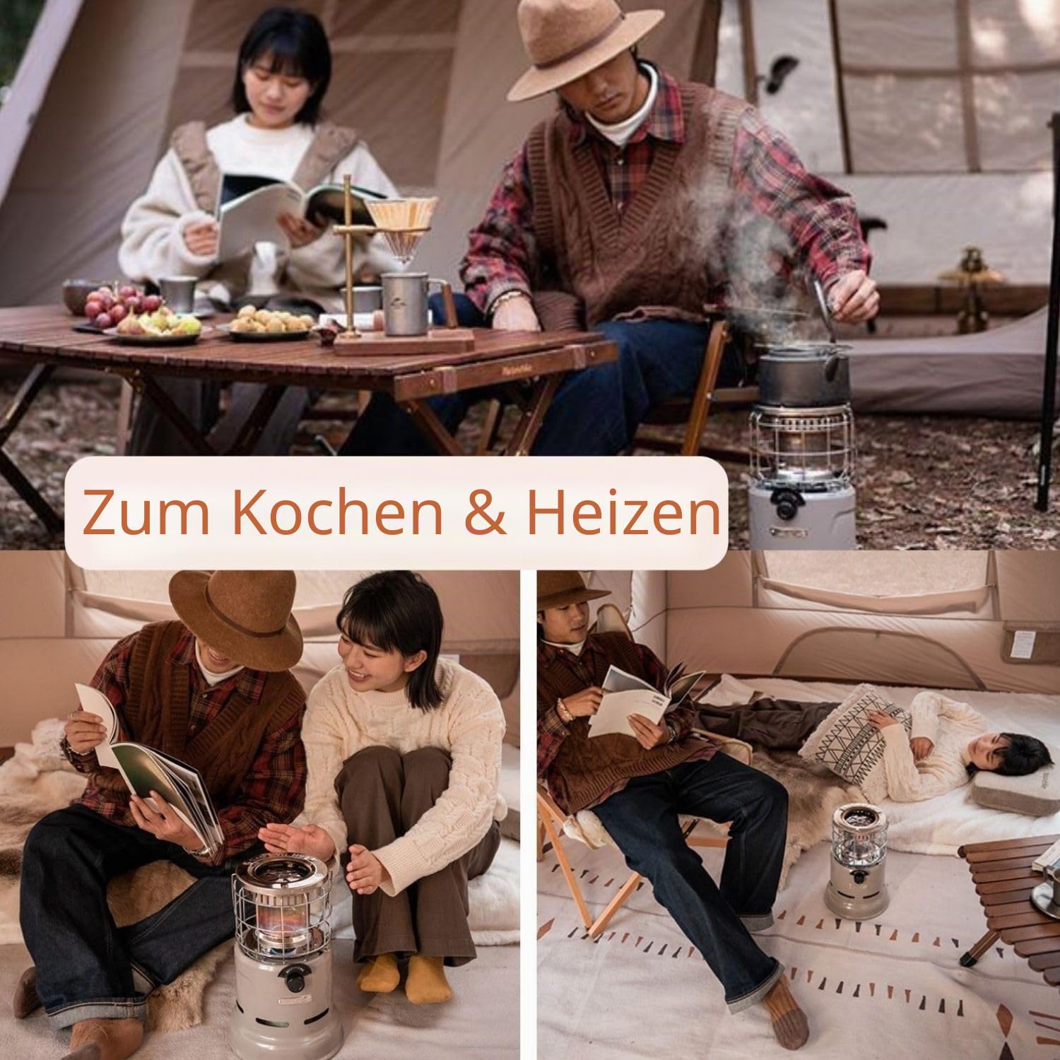 Naturehike 2 in 1 Edelstahl Tragbare Outdoor-Heizung & Herd, 9.213 BTU | Heizung Brenner Herd, 1,5 kg Outdoor Camping Zelt Gasherd Heizung zum Kochen/Erwärmen