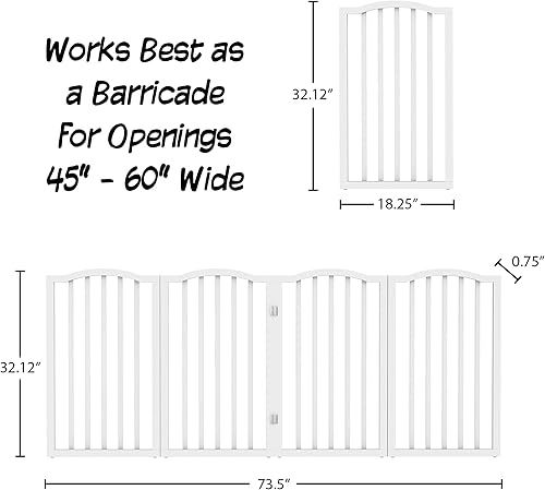 Miniatura 3 de PETMAKER Puerta interior para mascotas, puerta plegable para perros de 4 paneles para escaleras o puertas, valla independiente de 73.5 x 32 pulgadas
