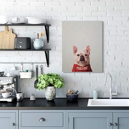 Miniatura 4 de Stupell Industries Bulldog in French Roast T-Shirt Dog Pun Arte de Pared, 24 x 30, Gris