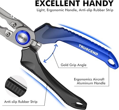 Miniatura 3 de TRUSCEND Lockable Handy Fishing Pliers with Innovative Ergonomic Handle, Saltwater Corrosion Resistant Teflon Coated Fishing Tool, Multi-Function