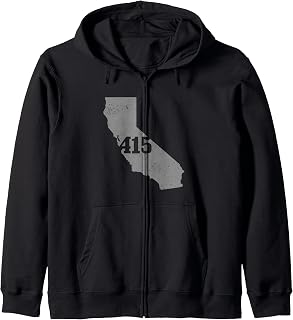 San Francisco 415 Area Code California State Map Vintage Zip Hoodie
