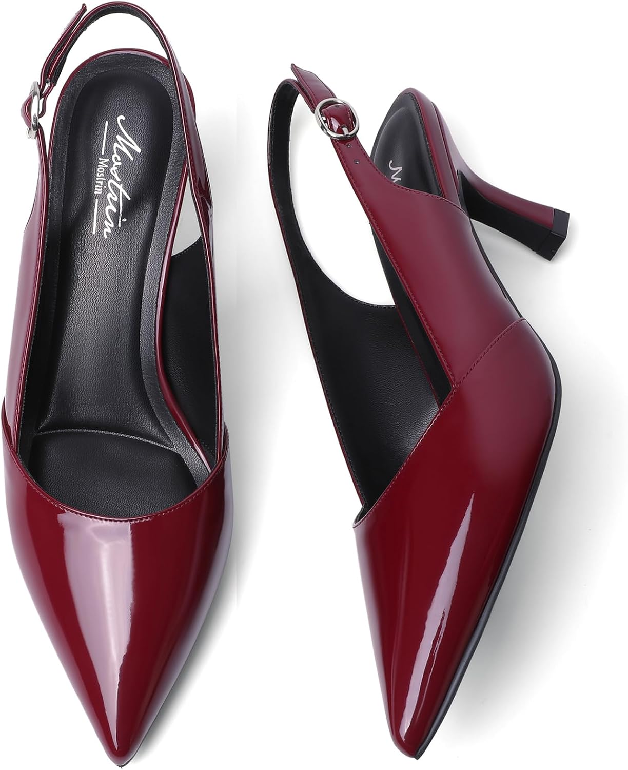 Mostrin Kitten Heels for Women Slingback Pointed Closed Toe Heels Women's Pumps Shoes for Wedding, Party, Commuting - Image 4