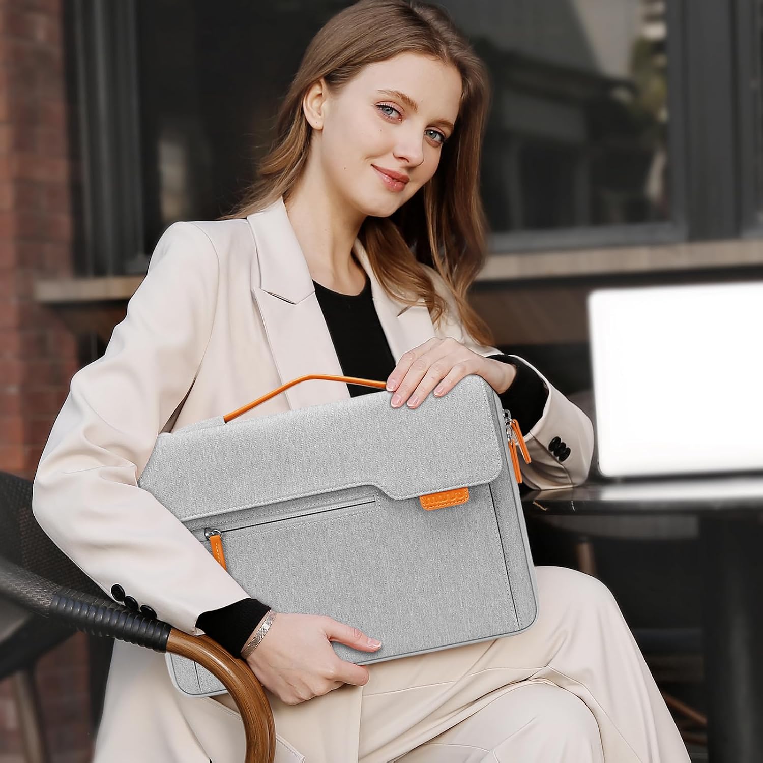 MOSISO 360 Protective Laptop Sleeve Compatible with MacBook Air 13.6 M5 M4 M3 M2 M1/Neo/Pro 13/14, HP Dell ASUS Lenovo, Flapover Bag with Fully Open Zipper&Handle&Pockets, Gray