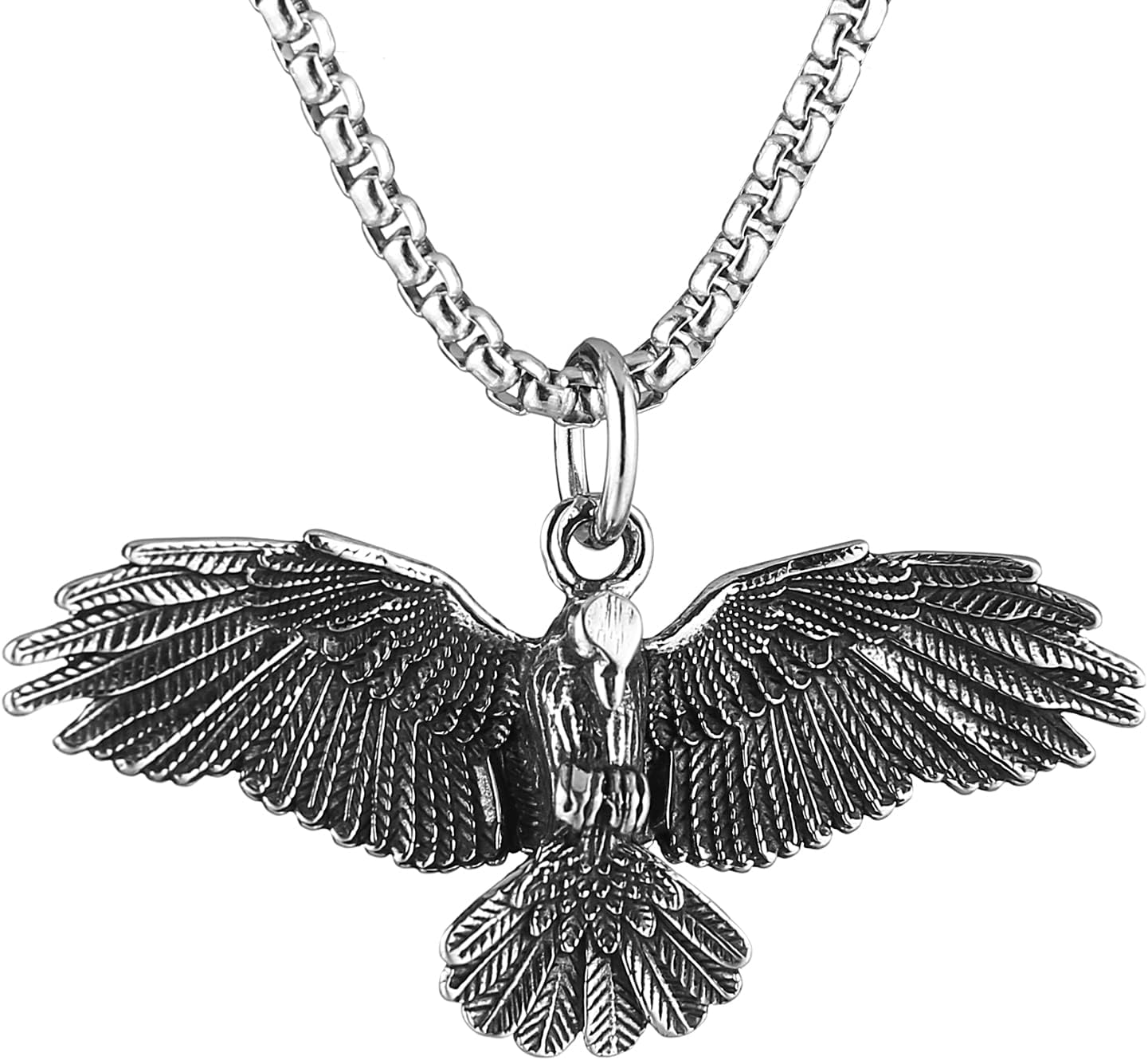 HZMAN Stainless Steel Hawk Eagle Necklace for Men Women Patriotic American Flag Bald Eagle Shield Pendant Jewelry