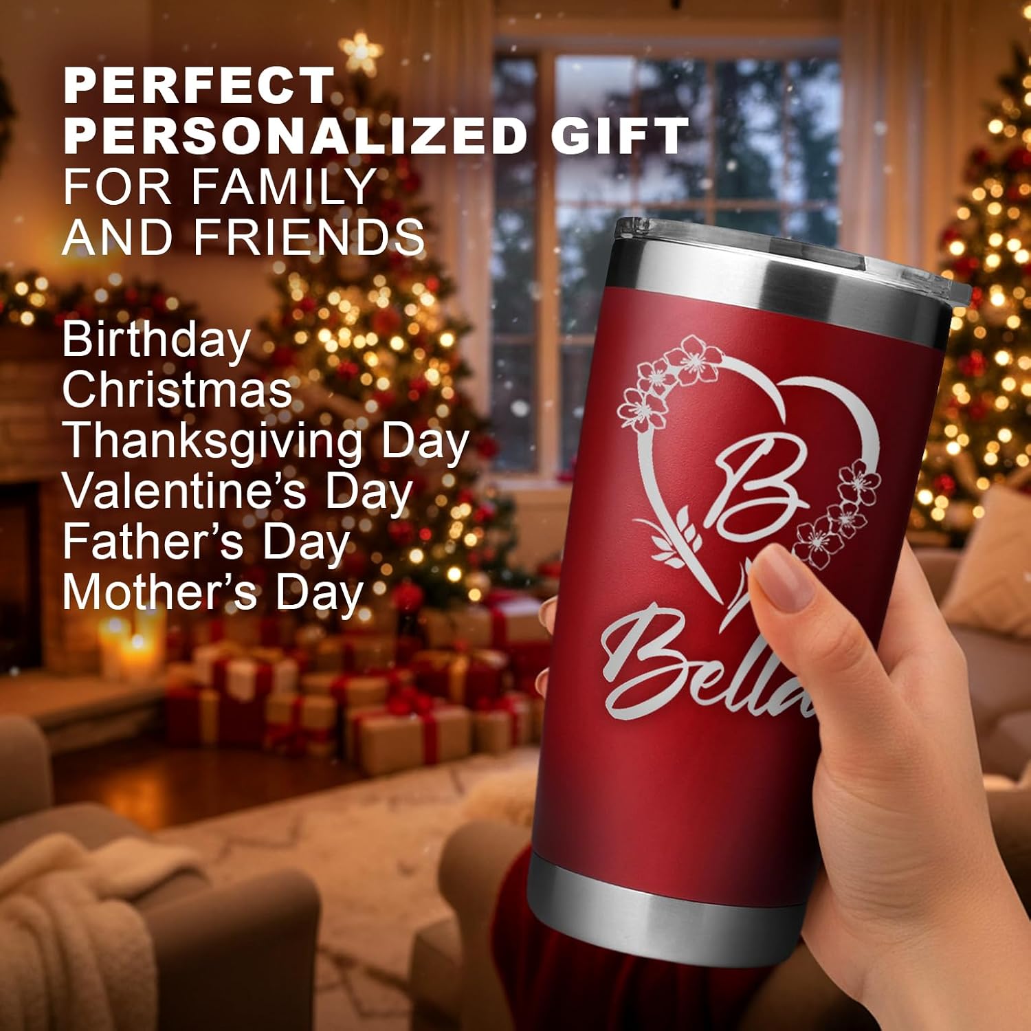 Personalized 20 oz Engraved Tumbler – Custom Name Stainless Steel Insulated Travel Cup, Double-Wall, Keeps Drinks Hot & Cold, Durable Powder-Coated Coffee Mug – Gift for Him, Her. (Purple) - Image 2