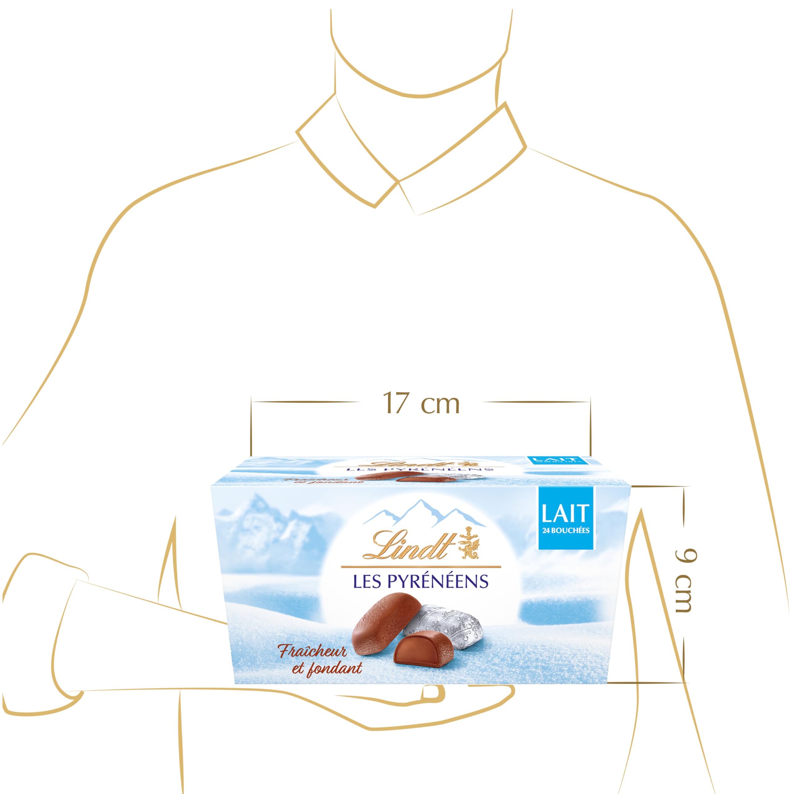 Lindt - Ballotin LES PYRÉNÉENS - Chocolat au Lait - Frais et Fondant - Idéal pour Noël, 175g
