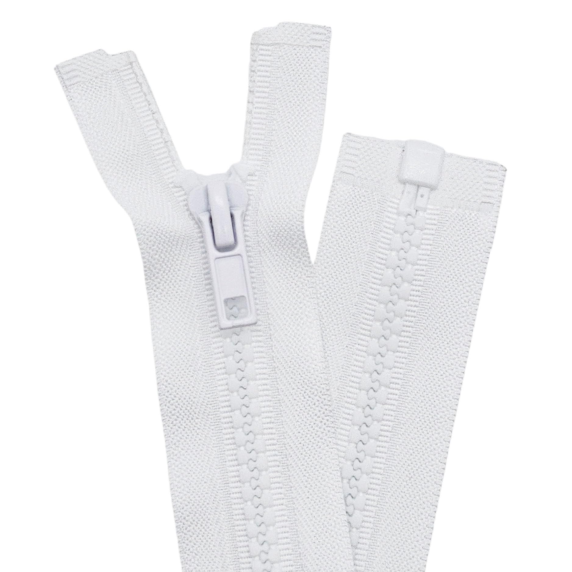 YaHoGa 2PCS 28 Inch #5 Separating Jacket Zippers for Sewing Coats Jacket Zipper Replacement Plastic Zippers Bulk (28" White)