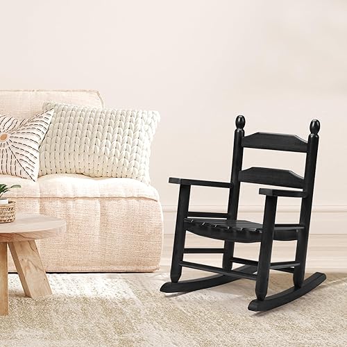 Miniatura 2 de Balancín de madera para niños, perfecto para interiores o exteriores, para todo tipo de clima, para jardín, césped, balcón, patio trasero y patio,