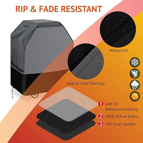 Miniatura 5 de Cubierta de parrilla resistente de 32 pulgadas, 600D Oxford resistente al agua, resistente a los rayos UV y a la decoloración, para parrilla Weber