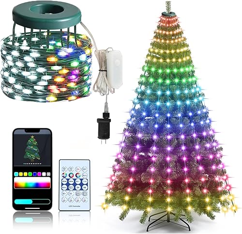 Miniatura 1 de Luces de árbol de Navidad, luces de Navidad para interiores y exteriores, 160 luces LED de 6.6 pies x 8 tiras de luces con escenarios de bricolaje,