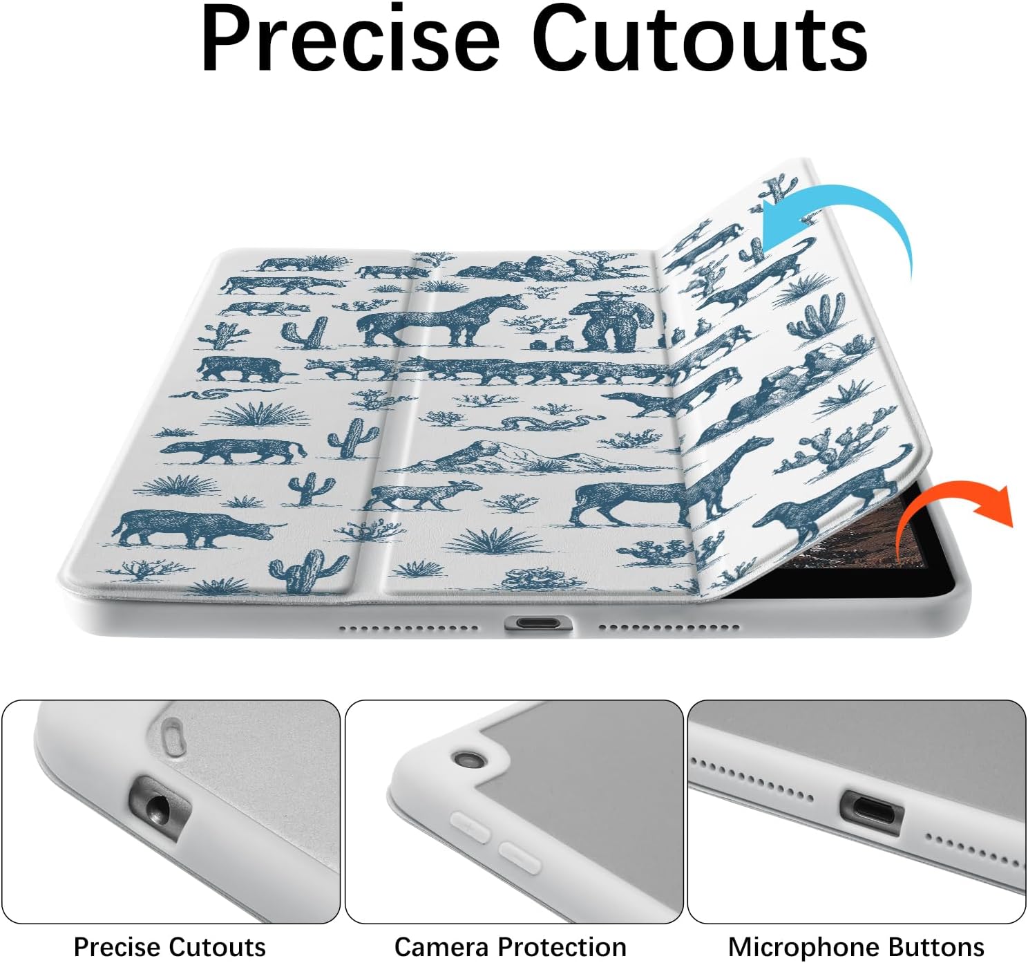 Cool Western Cowboy Case for Ipad Pro 12.9 Inch 5Th/6Th Western Pattern Cover Unique Print Shell Auto Sleep/Wake Anti-Slip Shockproof Cover with Clear Back & Pencil Holder(Girls Women)