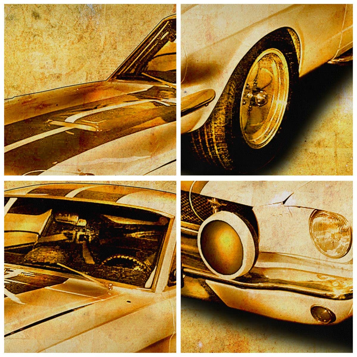 Moderne Impression Sur Toile 100x70cm Image Tableau Decoration Murale Rétro Voiture Luxe Ancien Grand Tableaux Decoratifs Muraux Chambre Horizontal Deco Cadre Décoration Salon Art Wall AA100x70-2621