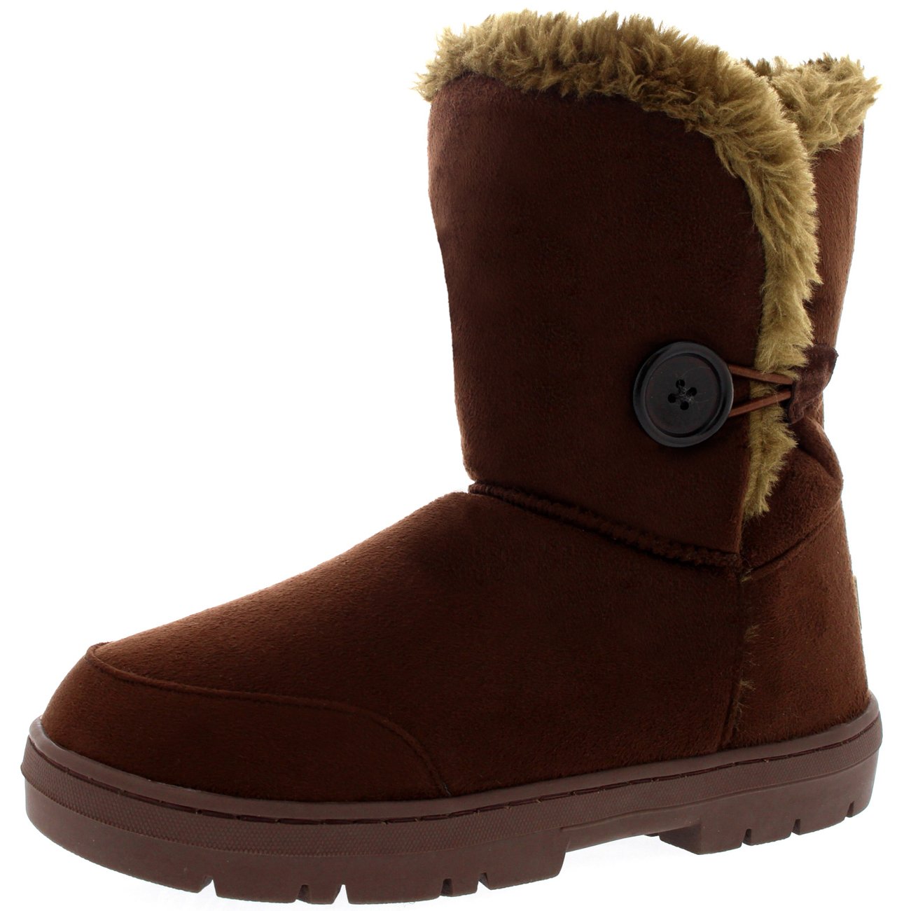 Holly Womens Single Button Faux Faux Waterproof Winter Snow Boots - Brown - 5 - BRO38 AEA0148