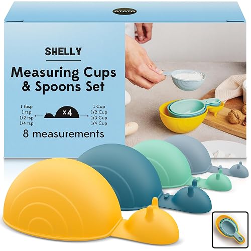 OTOTO Measuring Spoons Set - Teaspoons for Dry & Liquid Ingredients, BPA-free & Dishwasher Safe, Funny Gifts, Baking Accessories, Unique Kitchen Gadgets (Shelly)