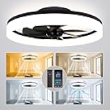 ropelux Ceiling Fan with Light and Remote, Color Temperature Changeable and Dimmable with 6 Speeds for Bedroom,Kids Room (RP1138-Black, 15.7 inches)