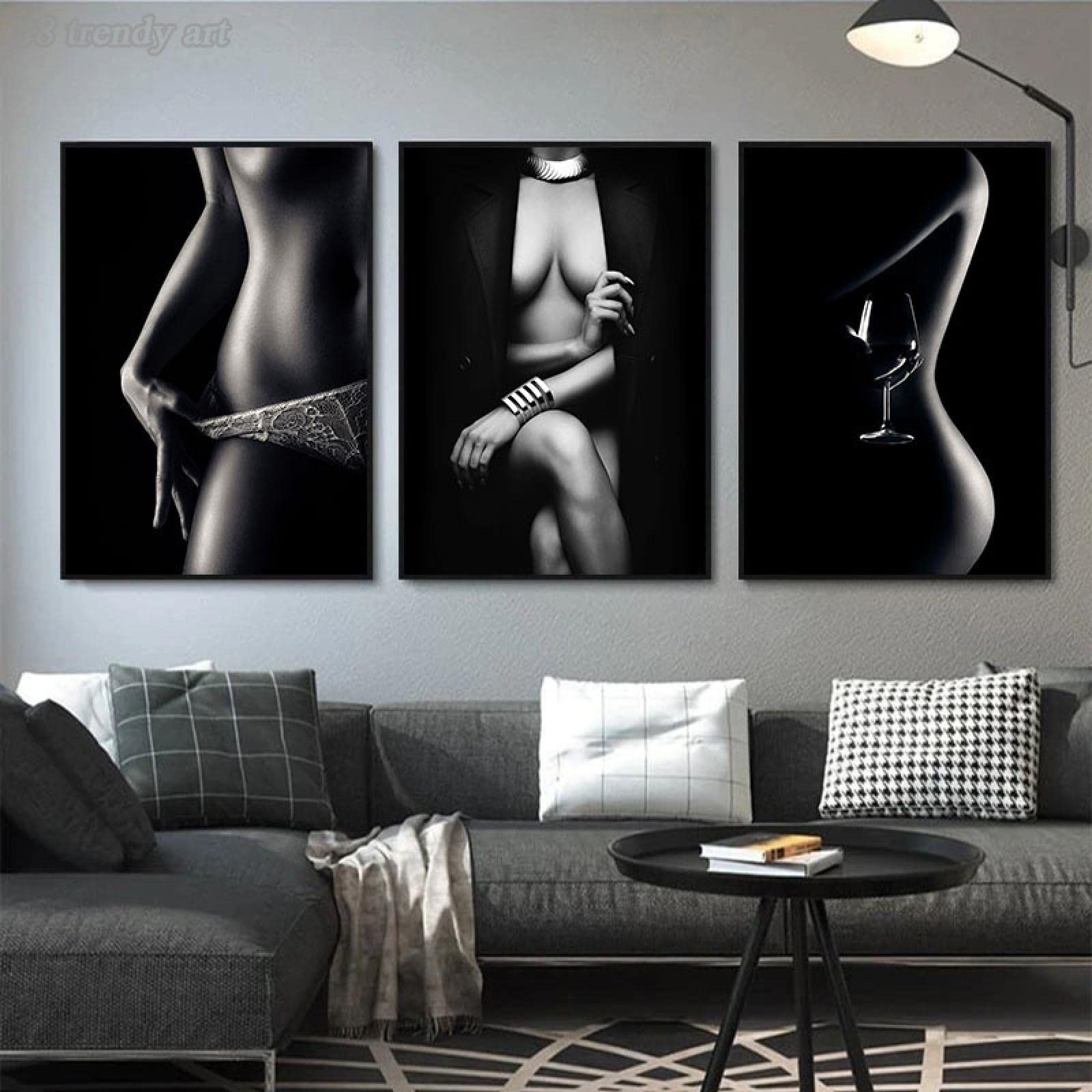 Wandtattoo Nackte Frau Rückansicht – 23x57 Cm, Schwarz, Abziehbar & Wasserfest
