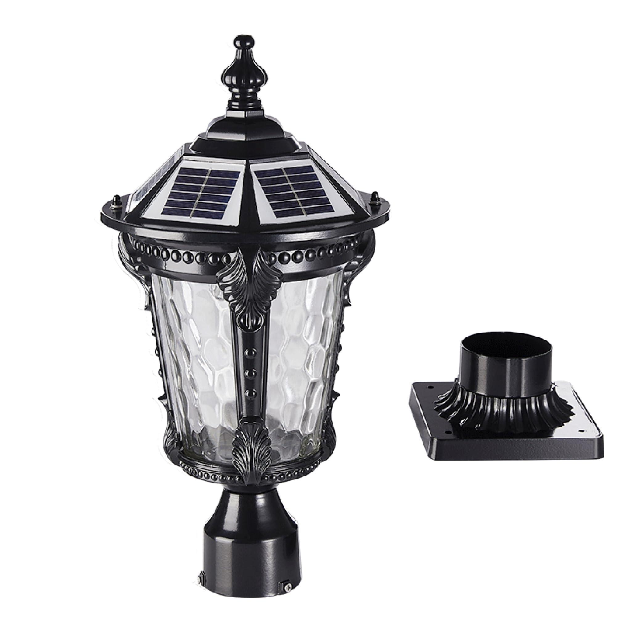Arnusa Solar Sockelleuchte schwarz Aluminium Glas Außenleuchte kabellos mit Fernbedienung Gartenleuchte Wegeleuchte Solarlampe Solarleuchte Gartenbeleuchtung 50 x 24 cm