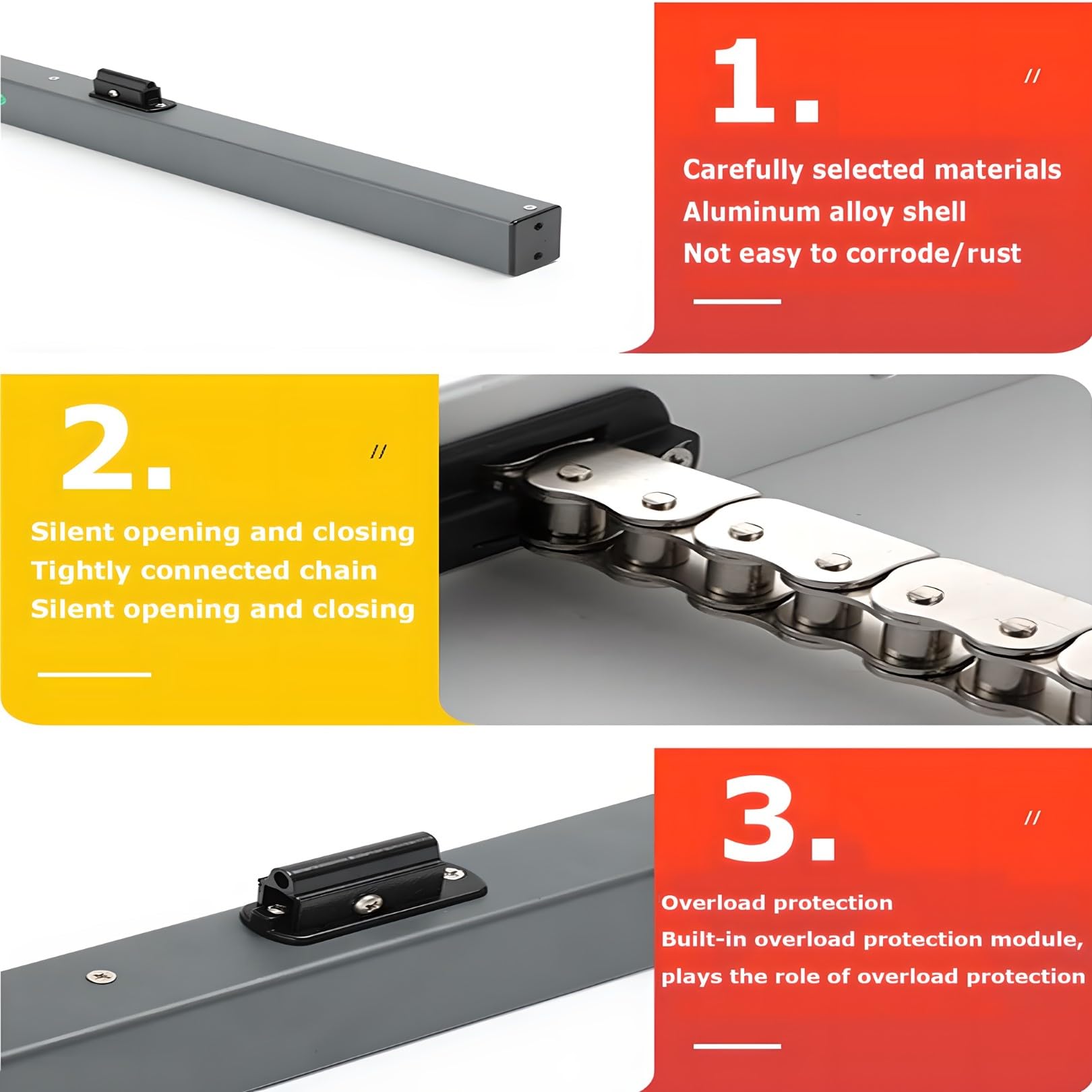 Aut Ouvre-fenêtre électrique Smart Chain PE Opener avec télécommande course réglable 200-1000 mm Idéal pour la maison et le bureau Lanterne et évents de toit Installation facile