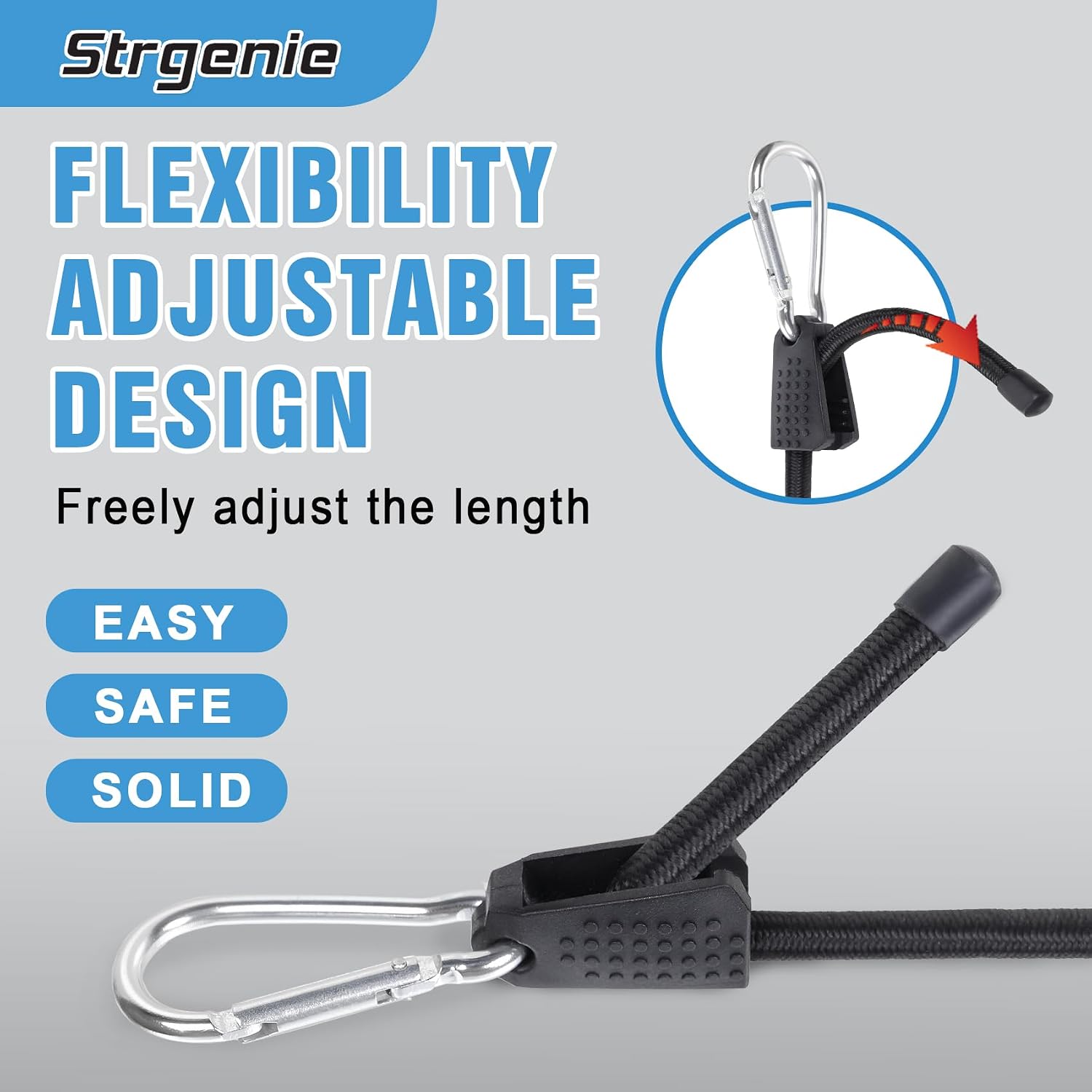 Adjustable Bungee Cords with Carabiner Hooks (4pack, 24") image 2