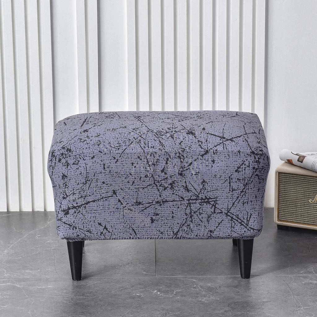 Rectangular Ottoman Cover Stretch Slipcover for Footstool Non-Slip Seat Protector with Elastic Bottom for Easy Fit Suitable for Small Ottomans and Footrests