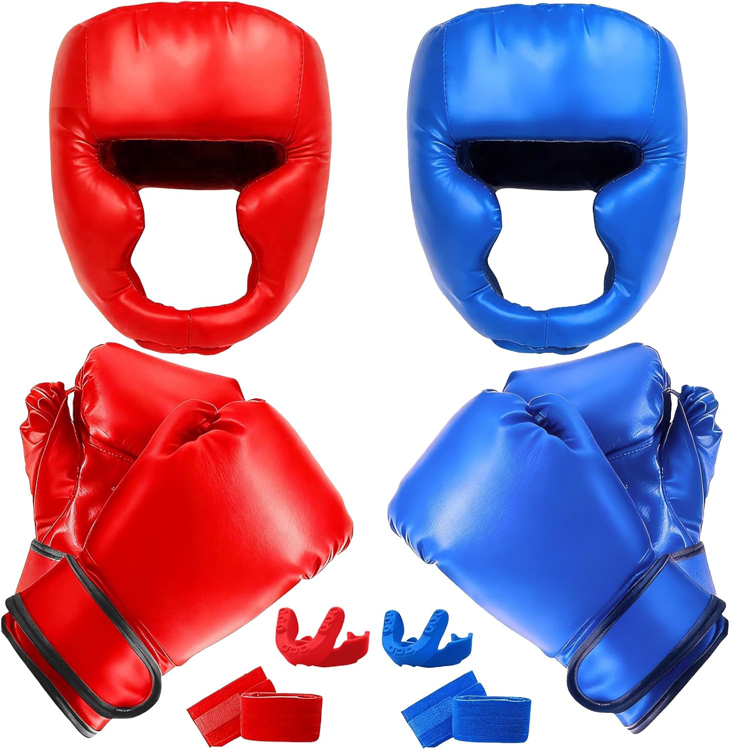 14 Pcs Boxing Set Boxing Equipment Set for Beginners Including 2 Pair of 6 oz Boxing Gloves Headgear Helmet Hand Wraps Mouth Guards Gifts for Kids Beginners Training Equipment