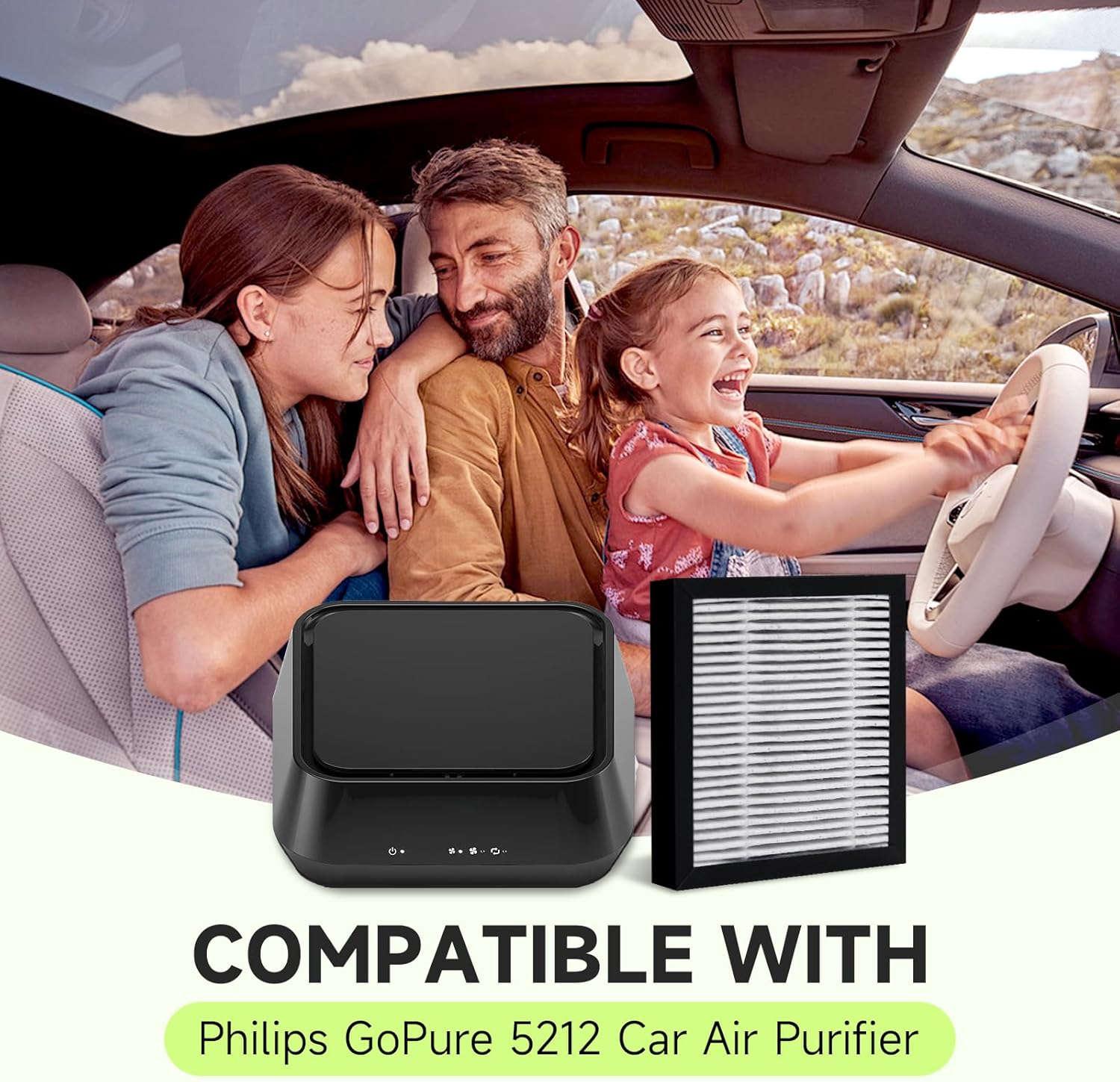 3-Pack GP5212 Replacement Filters, Compatible with Philips GoPure GP5212 Purifier for Car, 2-in-1 Filtration - Image 2