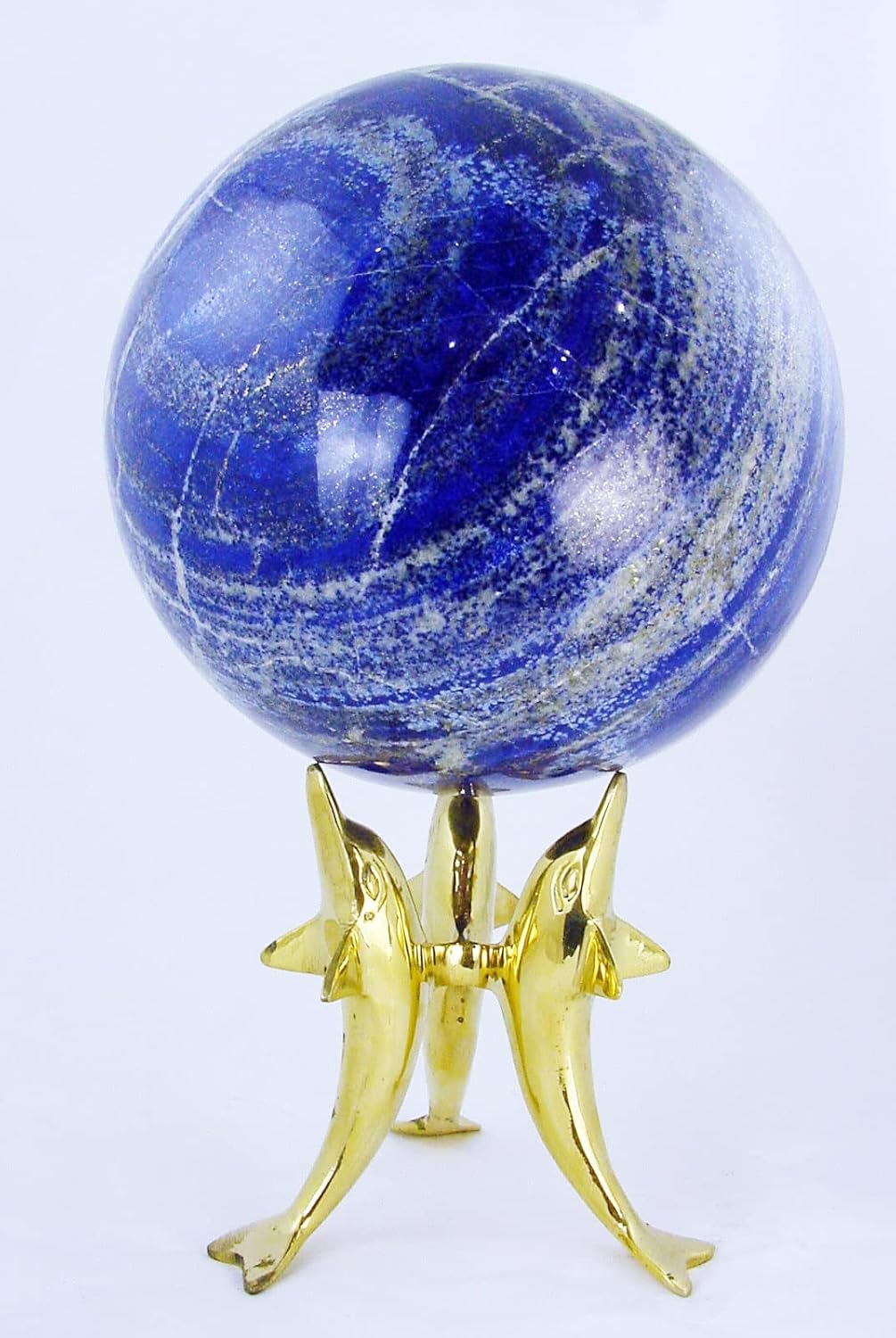 Stunning Afganistan Lapis Lazuli Lapidary 7.9 inch Sphere with Stand