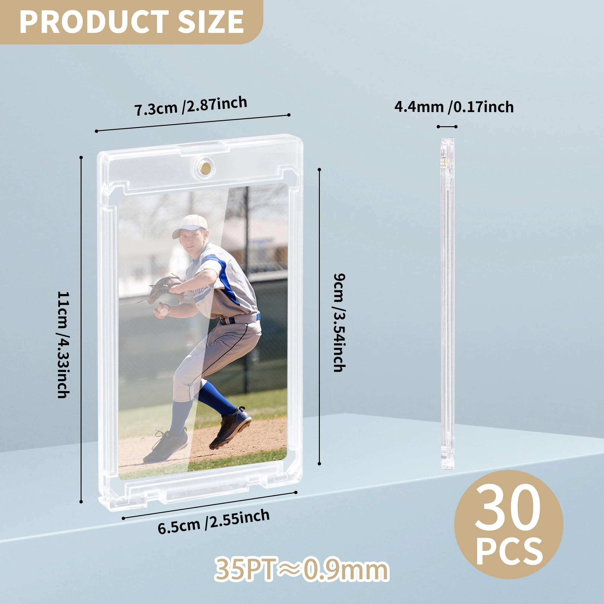 WeeGoo 30 Pcs Magnetic Trading Card Holders 35PT, Trading Card Protectors with UV Protection - Image 2