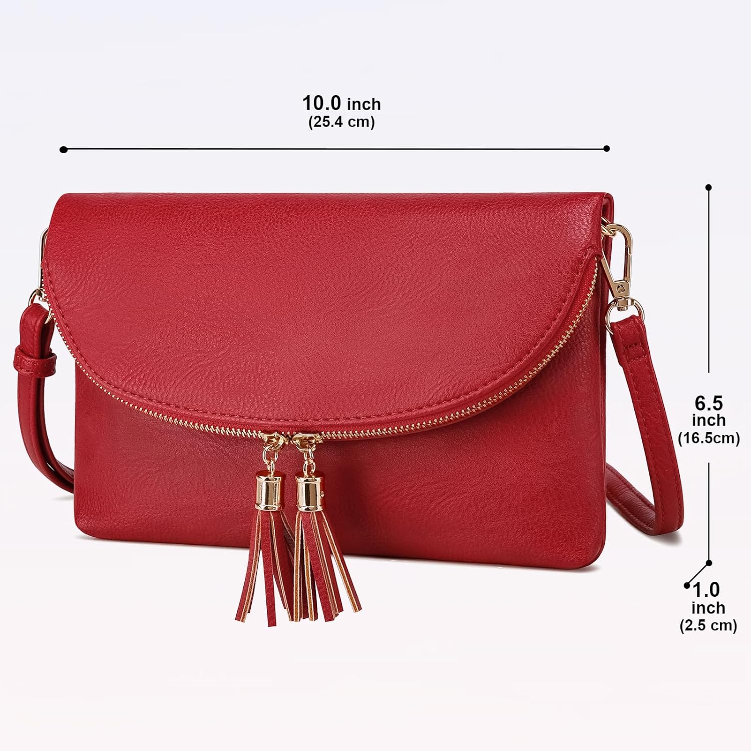 Solene Womens Envelop Clutch Purse Multi Compartments, 6 Card Slot Inside, Crossbody Bag With Tassels - Image 3