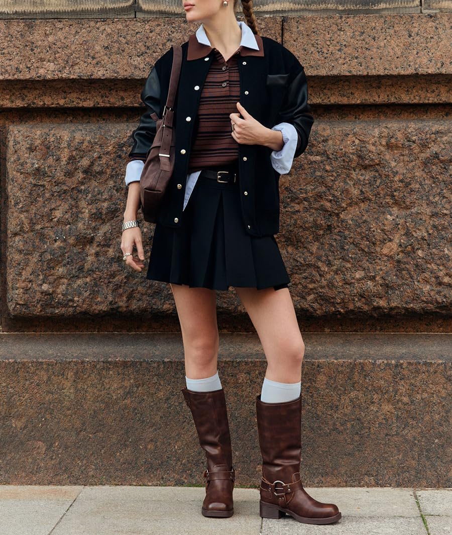 Giraropa Women Vintage Striped Polo Sweater Long Sleeve Lapel V Neck Knit Pullover Sweaters Fall Casual Tops - Image 2