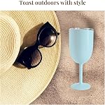 Verres à vin en acier inoxydable avec couvercle– 12 oz Thermo Goblet à double paroi isolée – Parfait pour les fêtes d'anniversaire, anniversaires et pique-nique extérieure (bleu clair)